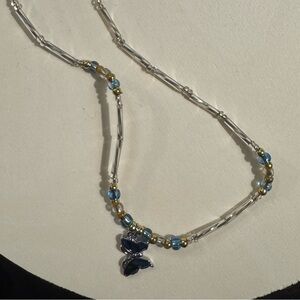 Elegant Silver and Blue Beaded Necklace